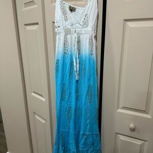 Blue and White Maxi Dress